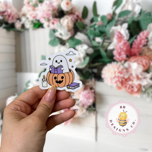 Ghost Reading in a Pumpkin